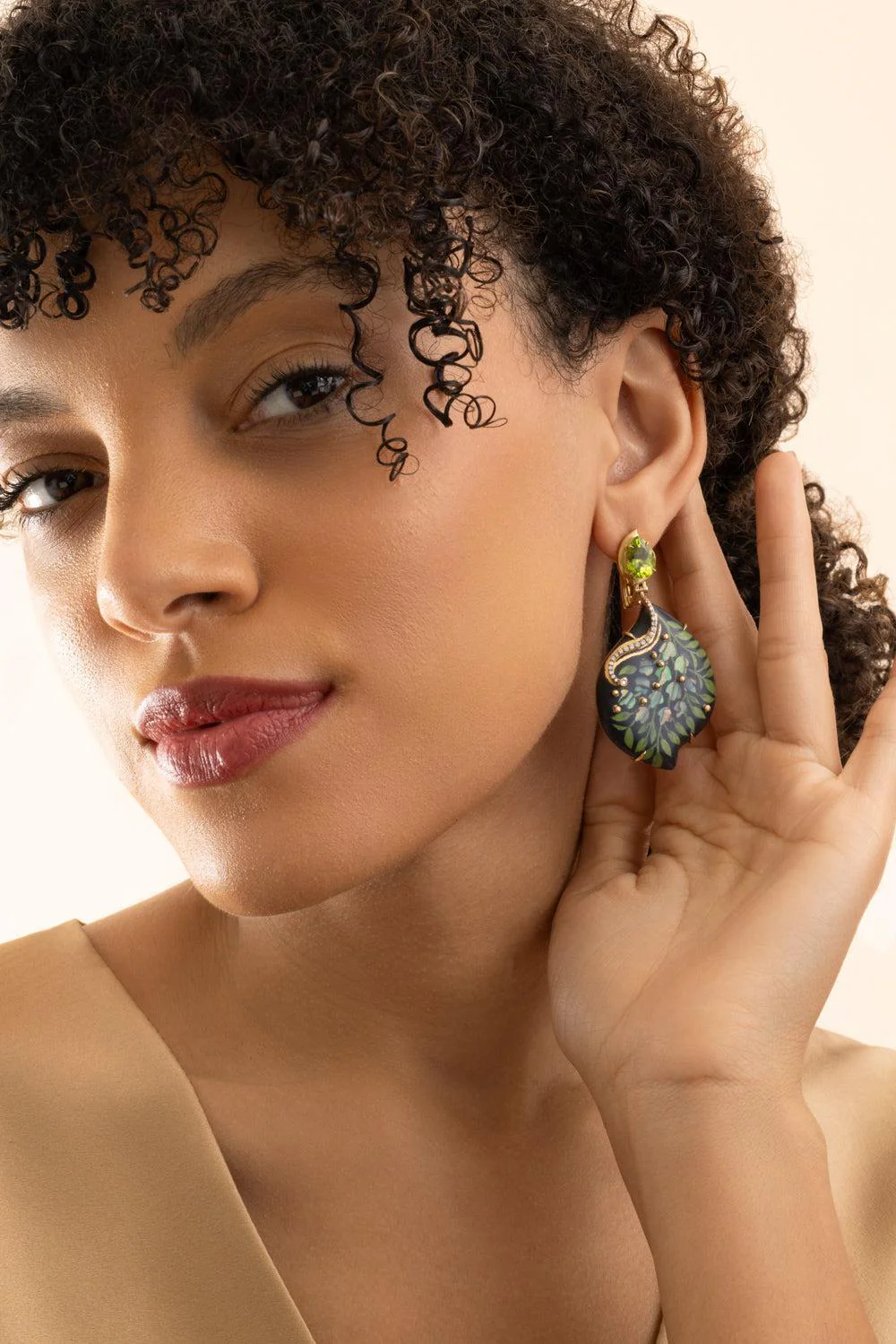 Flower Irregular Teardrop Marquetry Earrings - Image 2