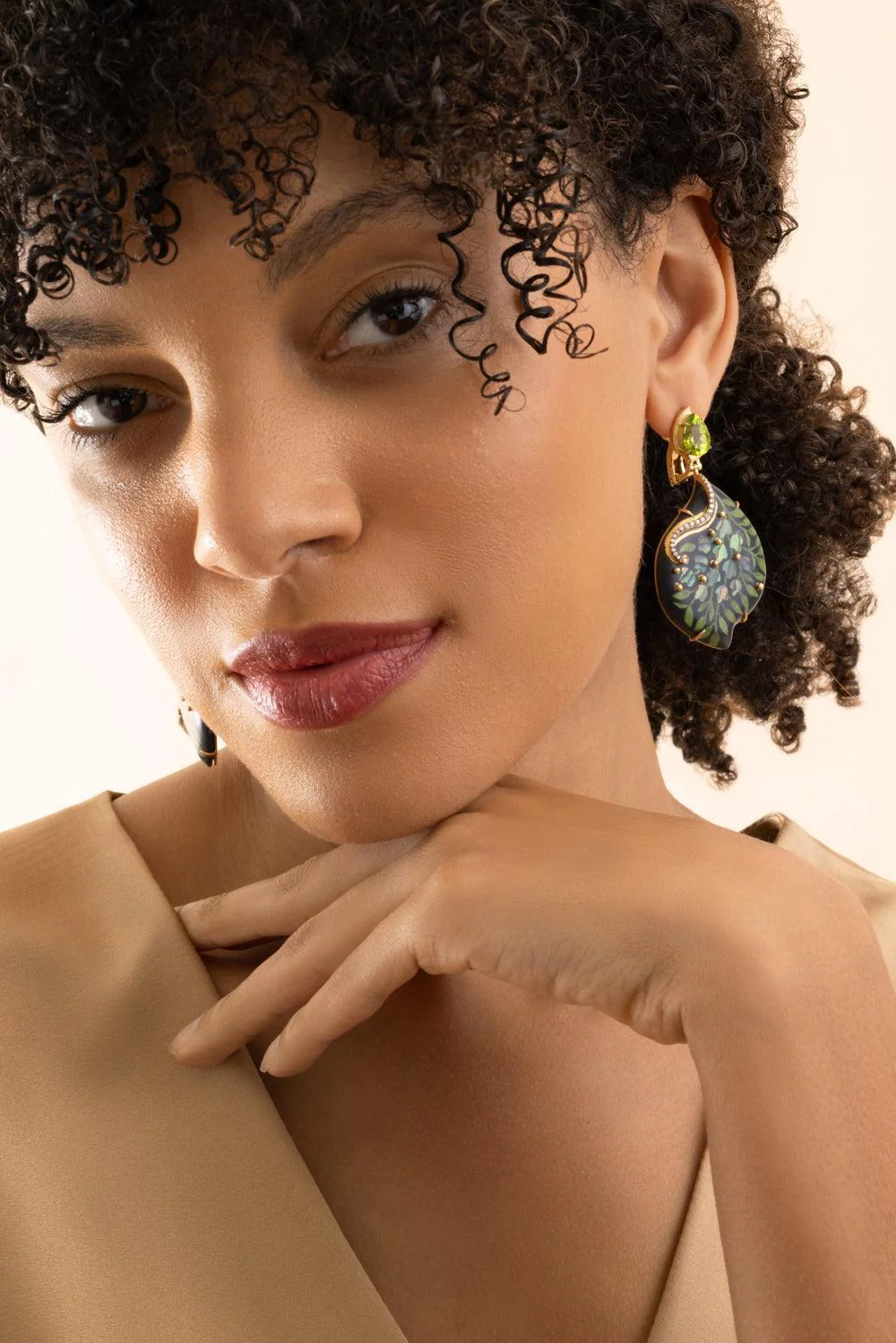 Flower Irregular Teardrop Marquetry Earrings - Image 4