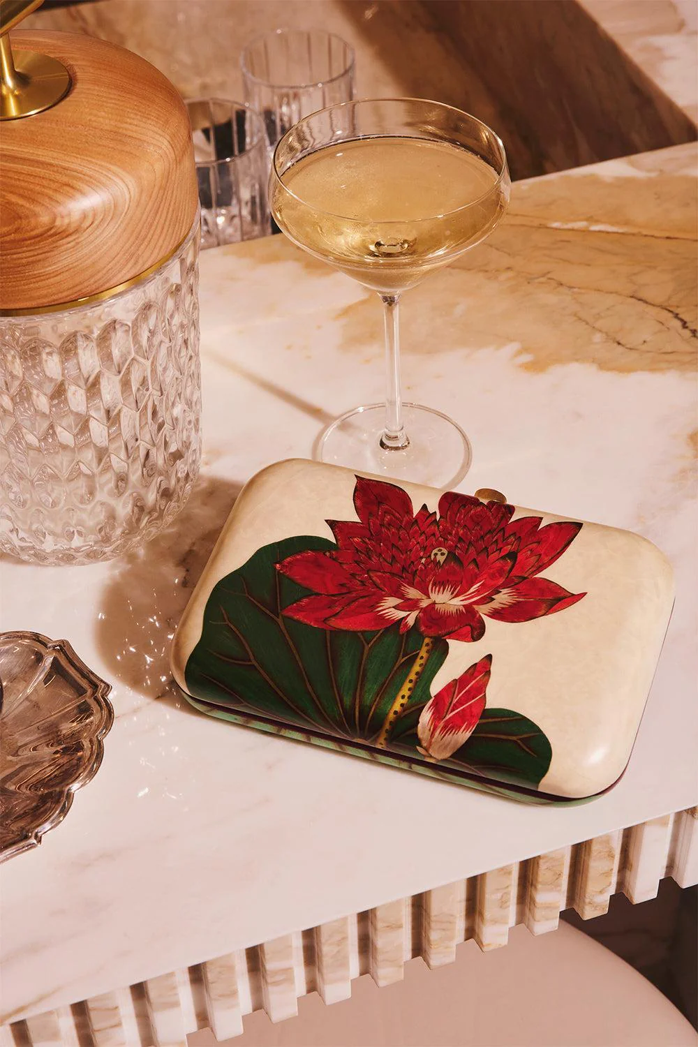 Gartnet Marquetry Lotus Flower Clutch - Image 2