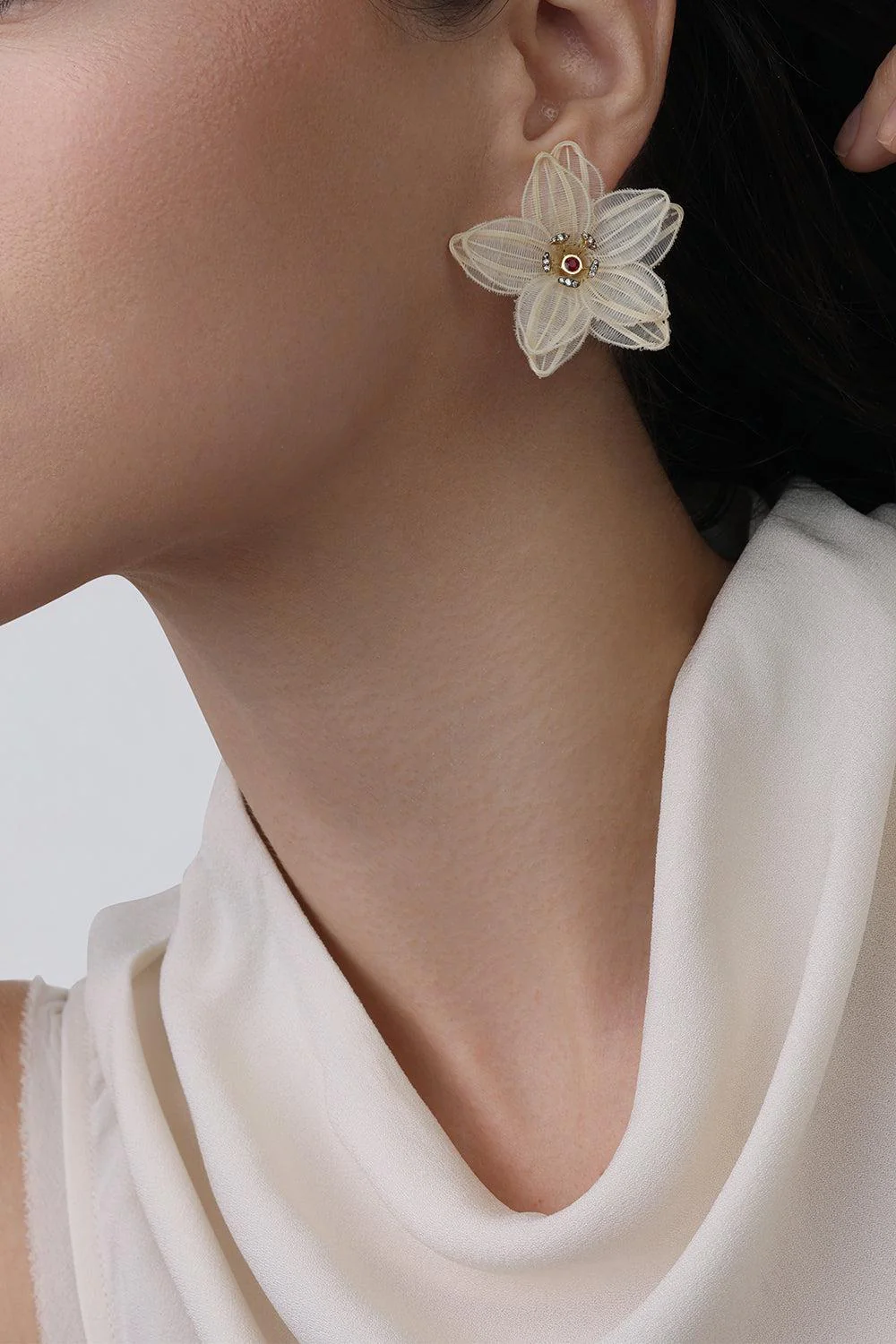 Horse Mane Flower Earrings - Image 4