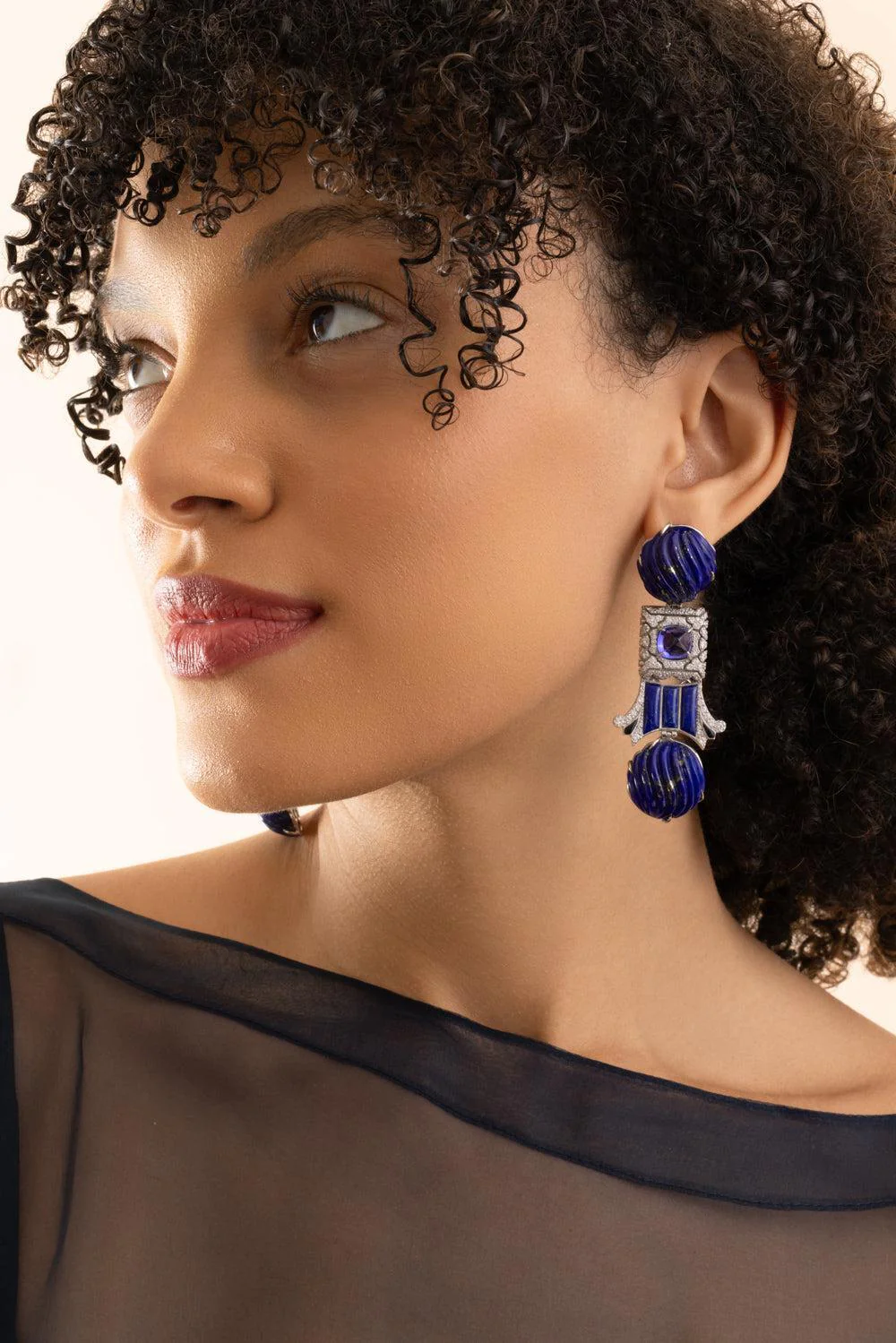 Lapis Lazuli Egyptian Column Earrings - Image 2