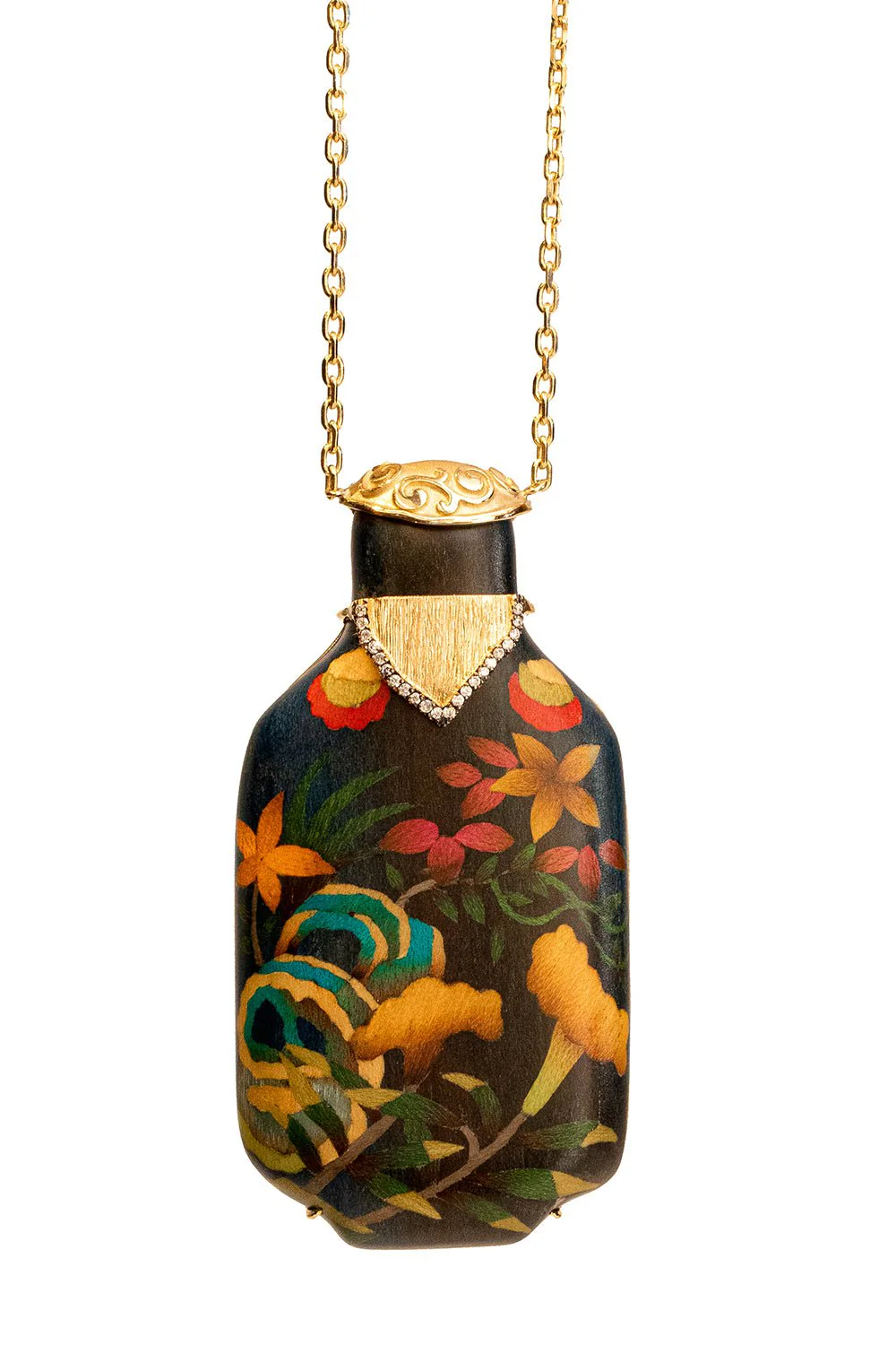 Marquetry Snuff Bottle Necklace