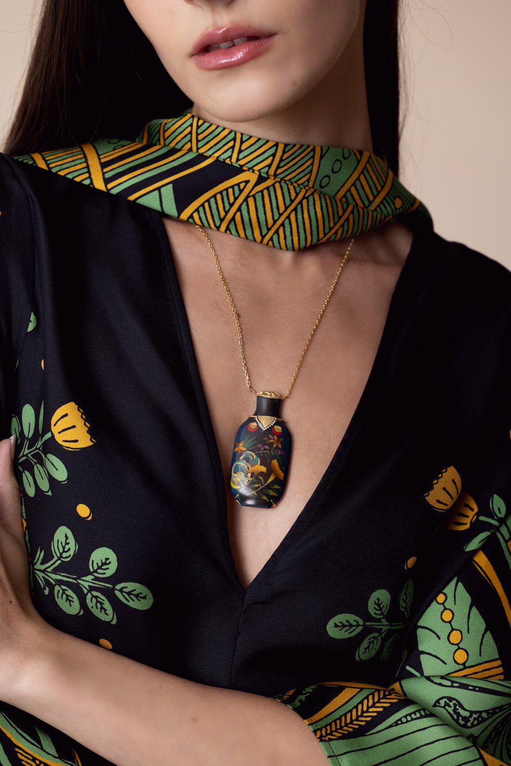 Marquetry Snuff Bottle Necklace - Image 2