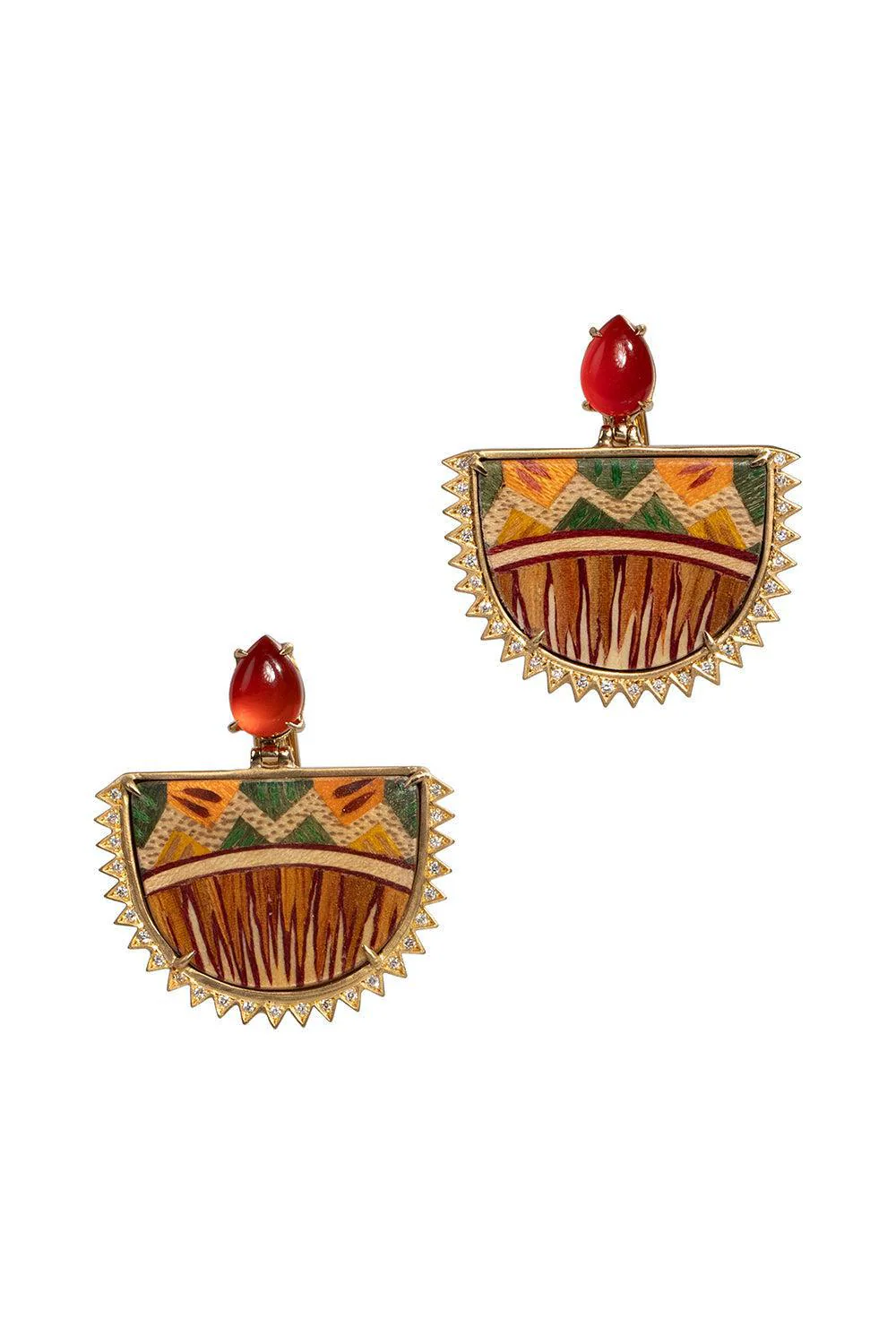 Marquetry Tibetan Rose Earrings