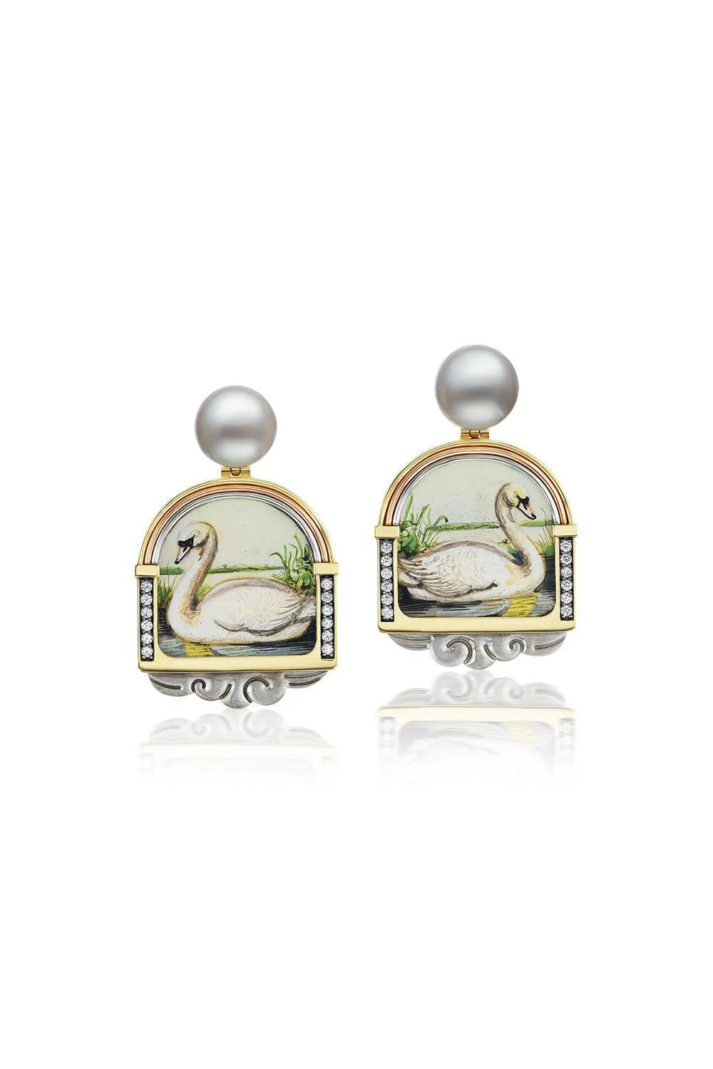 Miniature White Swan Pearl Earrings