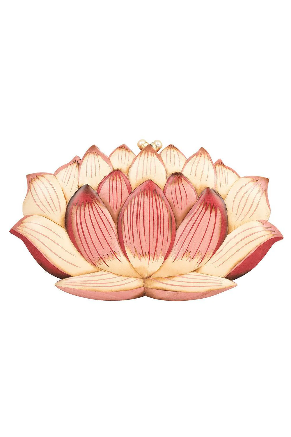 Pink Lotus Flower Marquetry Clutch