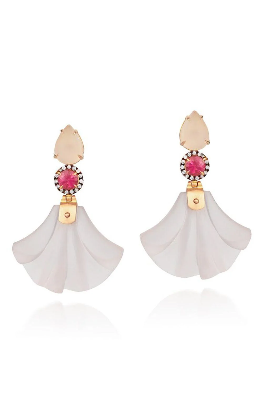 Pink Tourmaline Rose Quartz Dervish Earrings