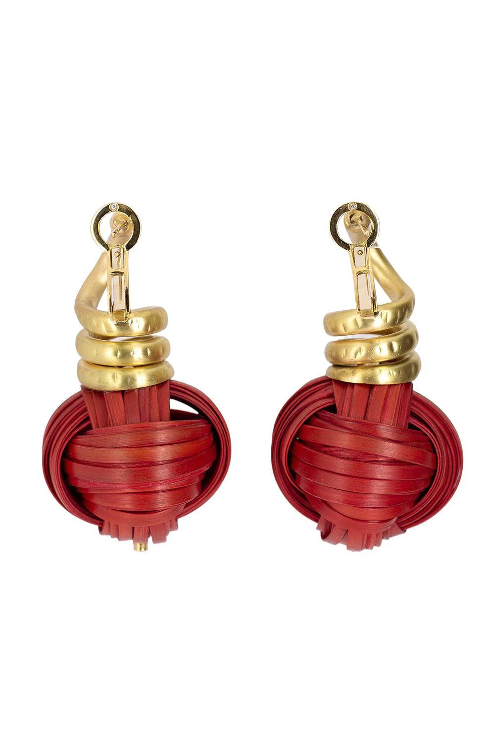 Red Bamboo Sphere Earrings