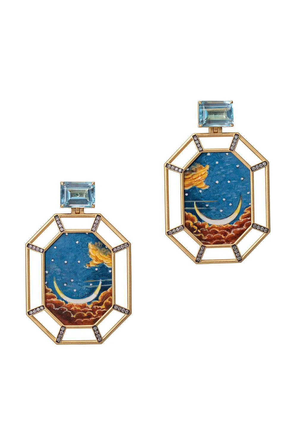 Saturn Sky Marquetry Earrings