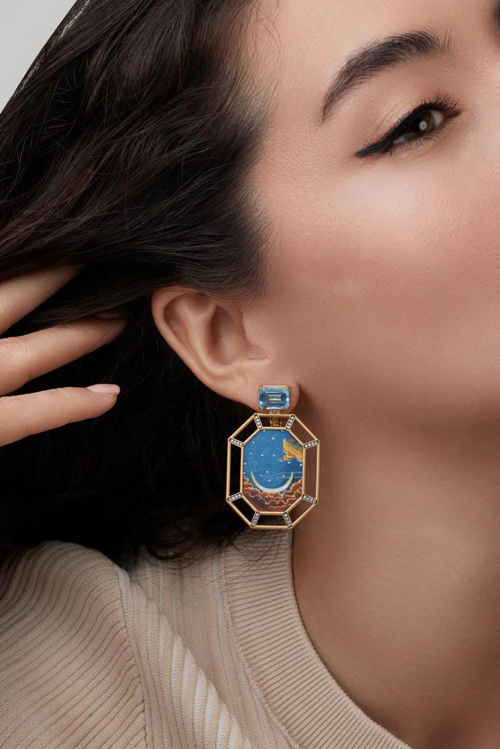 Saturn Sky Marquetry Earrings - Image 4