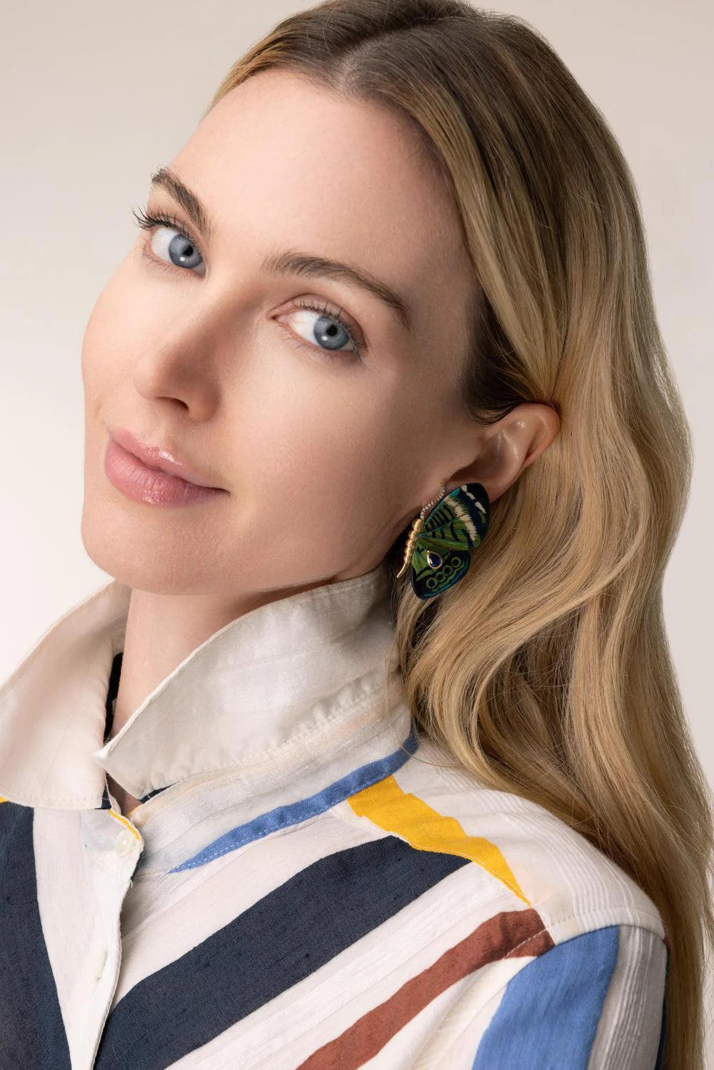 Small Kyanite Butterfly Marquetry Earrings - Image 3