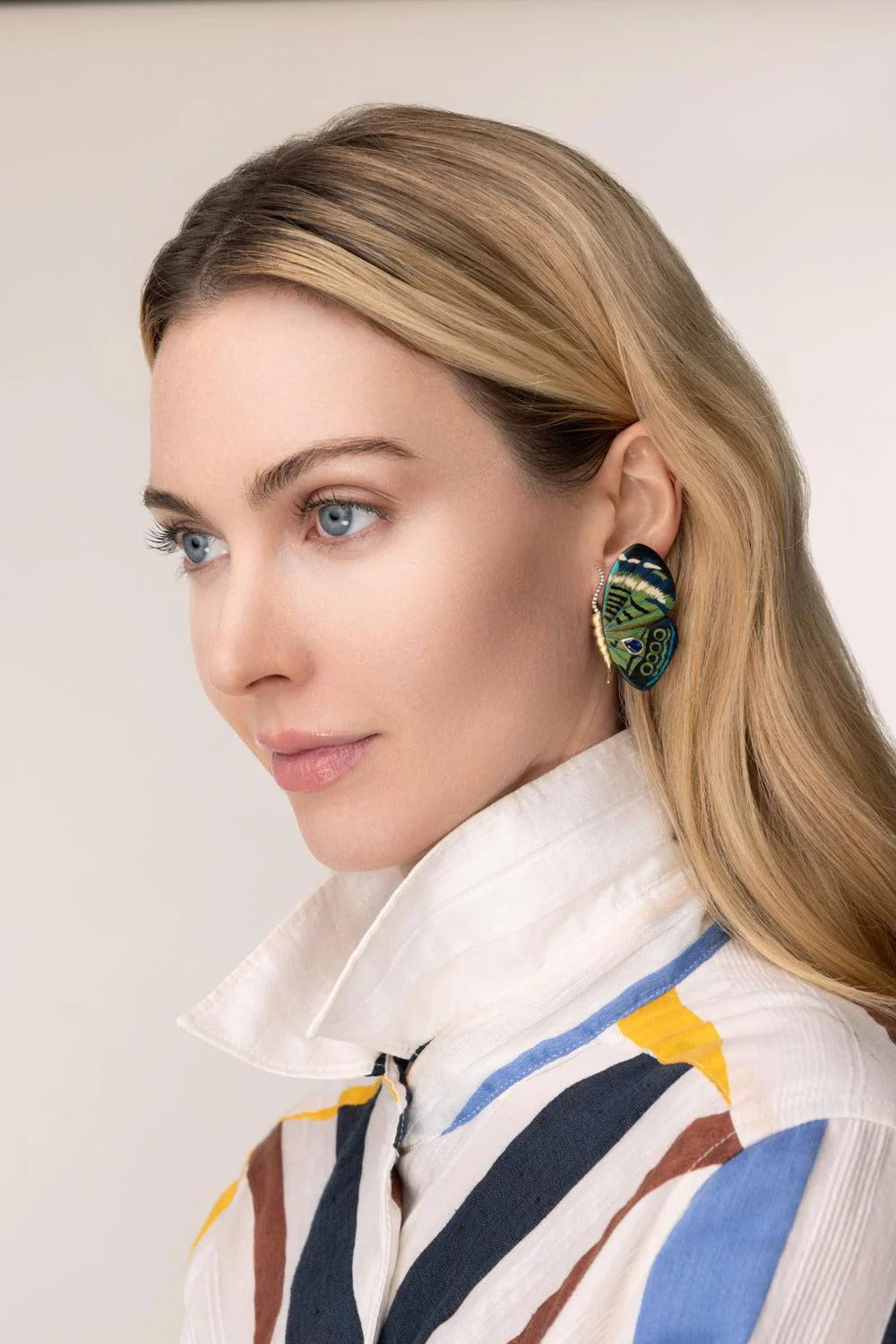Small Kyanite Butterfly Marquetry Earrings - Image 4