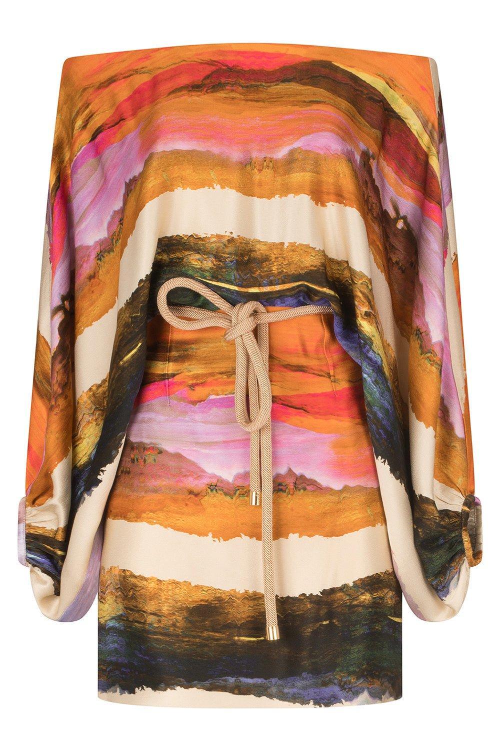 Manon Dress - Orange Orchid Abstract Stripes