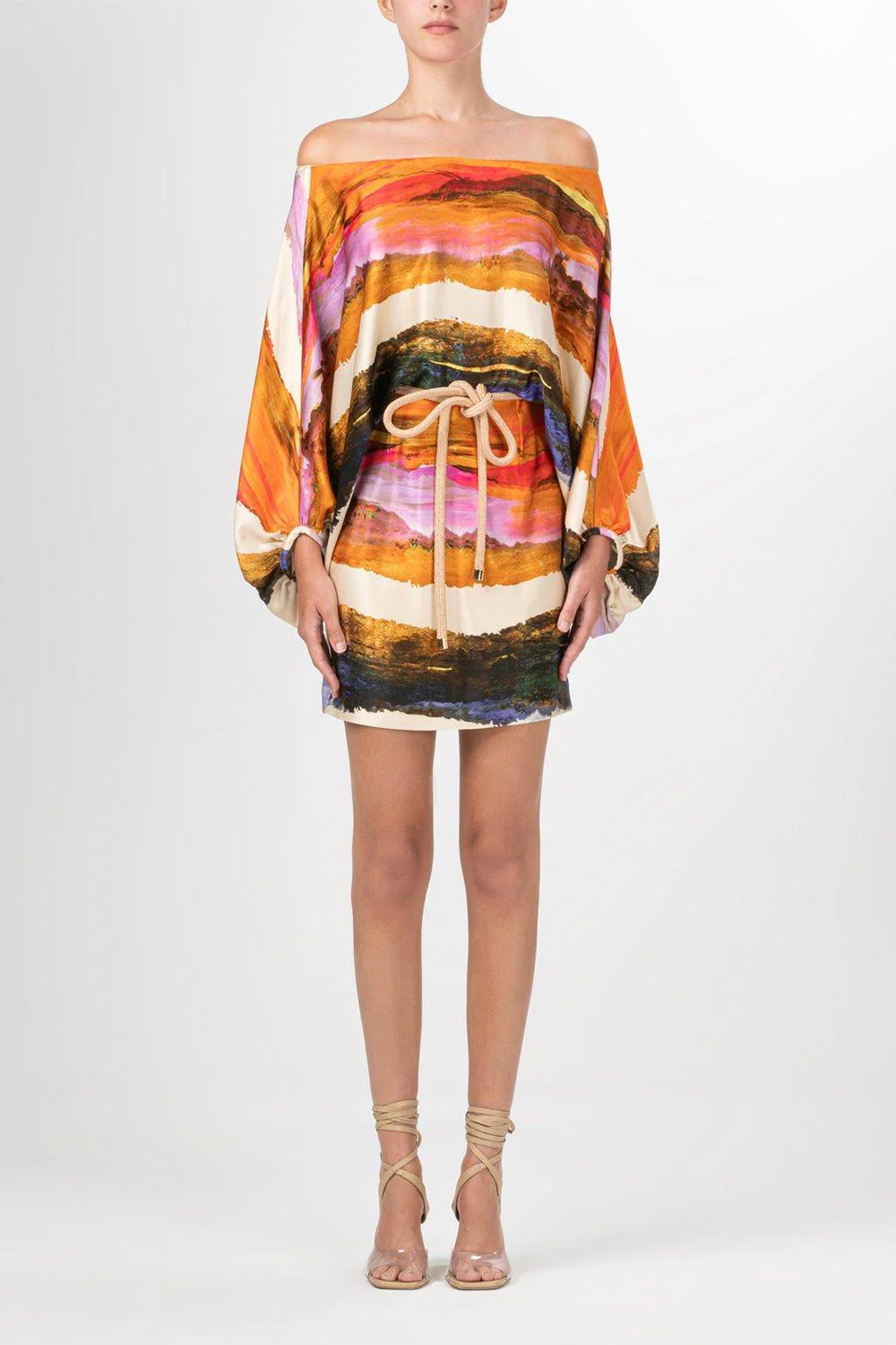 Manon Dress - Orange Orchid Abstract Stripes - Image 3