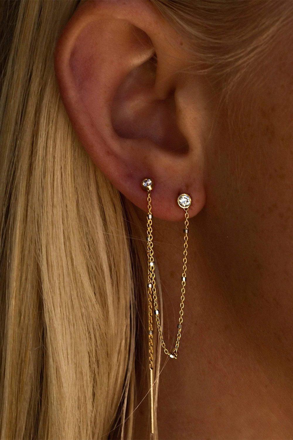 Single Diamond Thread Through Twinkle Earring - Image 2