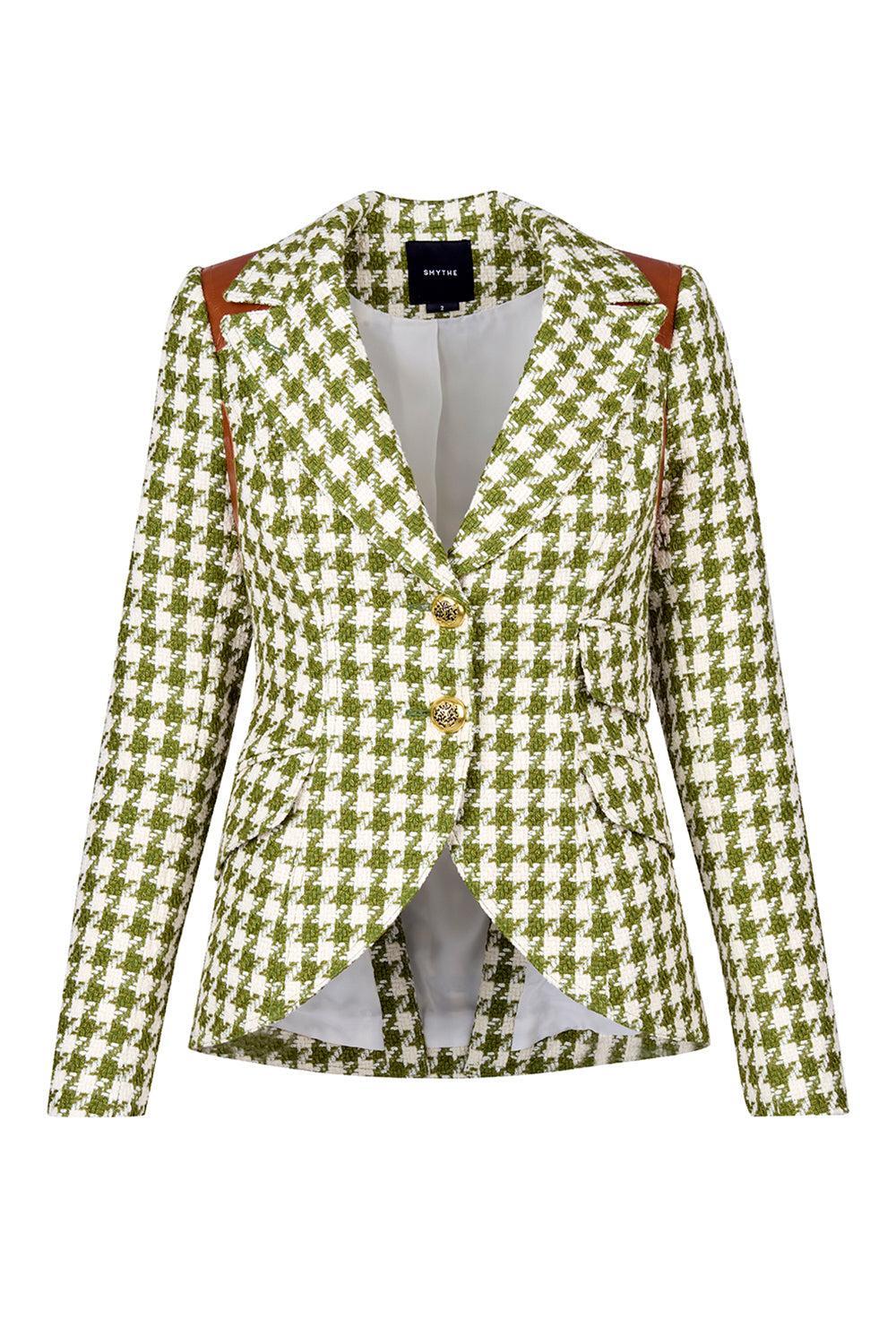 Rifle-Patch Equestrian Blazer - Fern Houndstooth