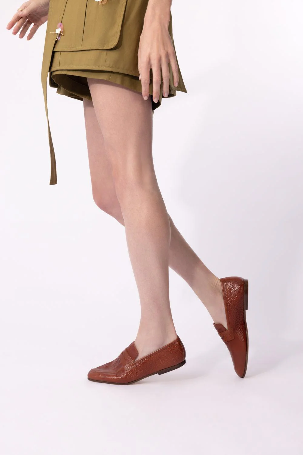 Essenziale Leather Loafer - Brown Embossed - Image 4