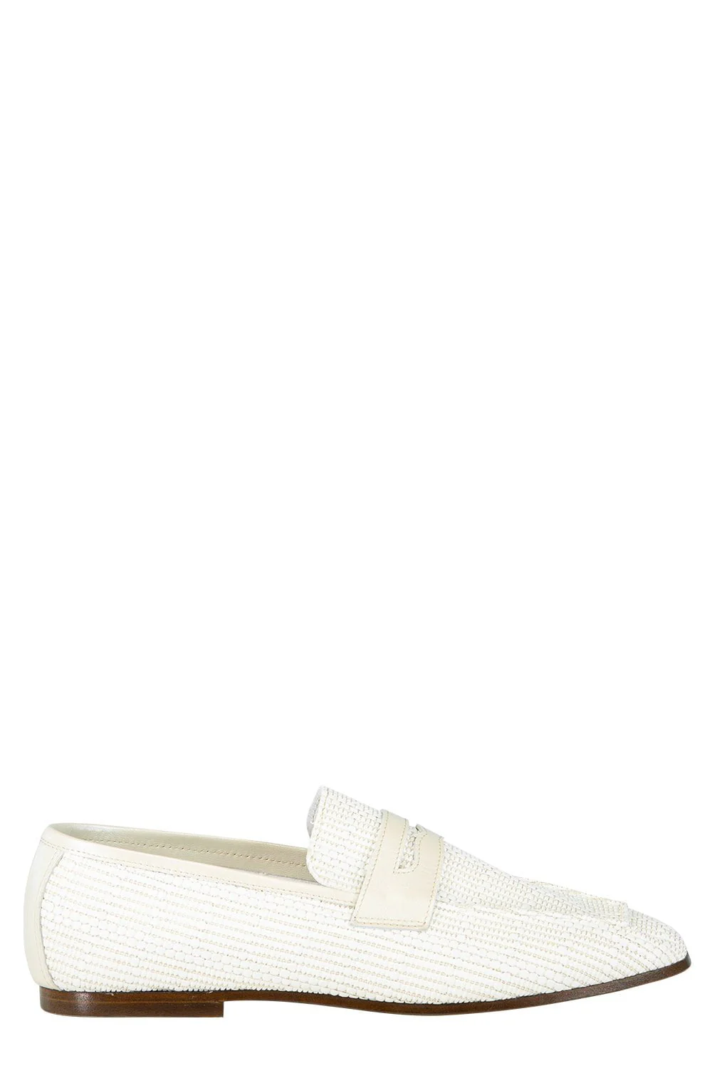 Essenziale Raffia Leather Loafer - Pearl