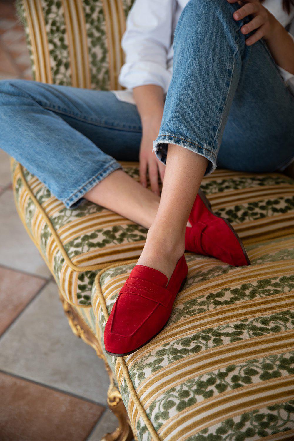 Essenziale Suede Loafer - Red - Image 2