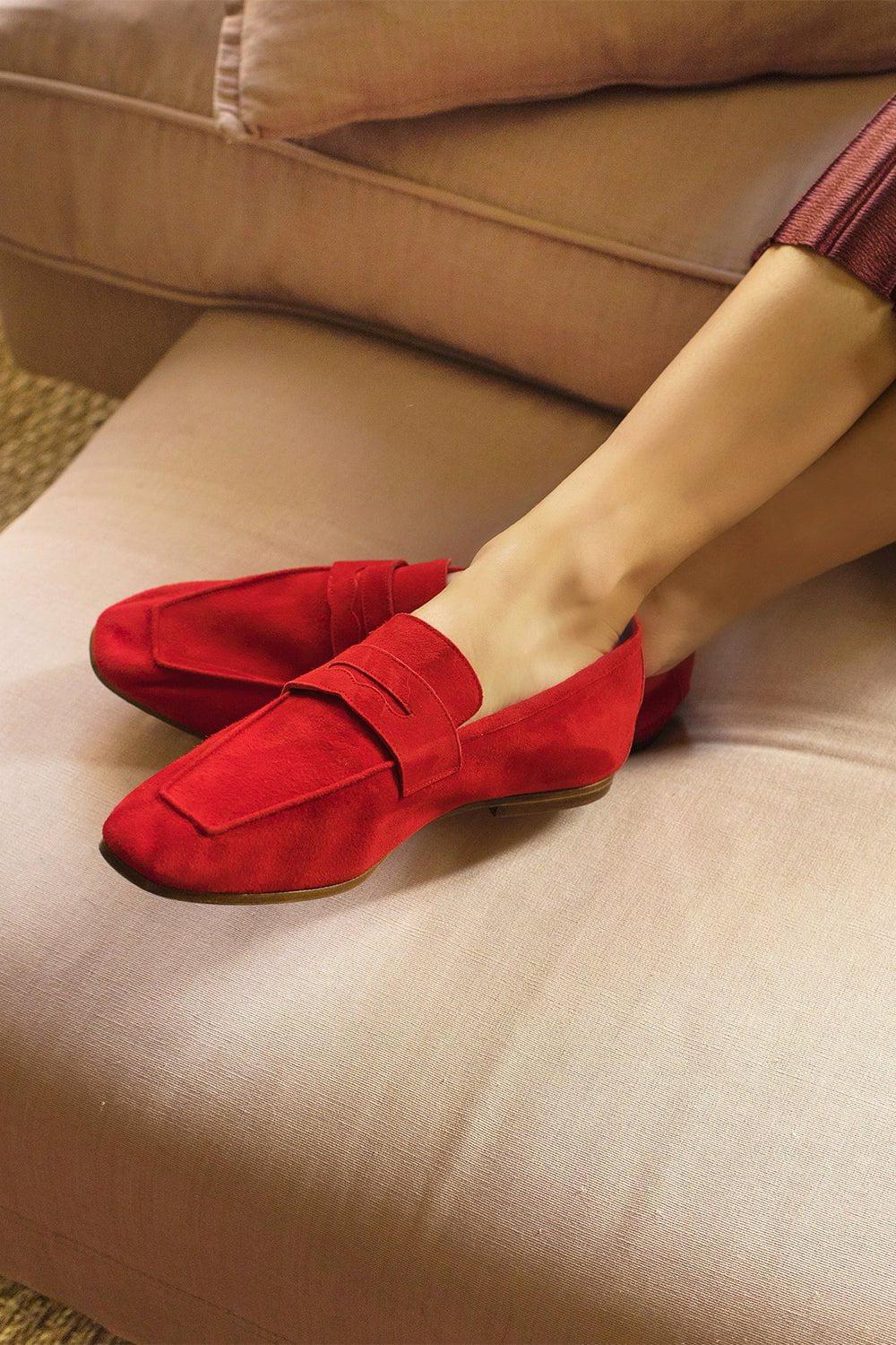 Essenziale Suede Loafer - Red - Image 5