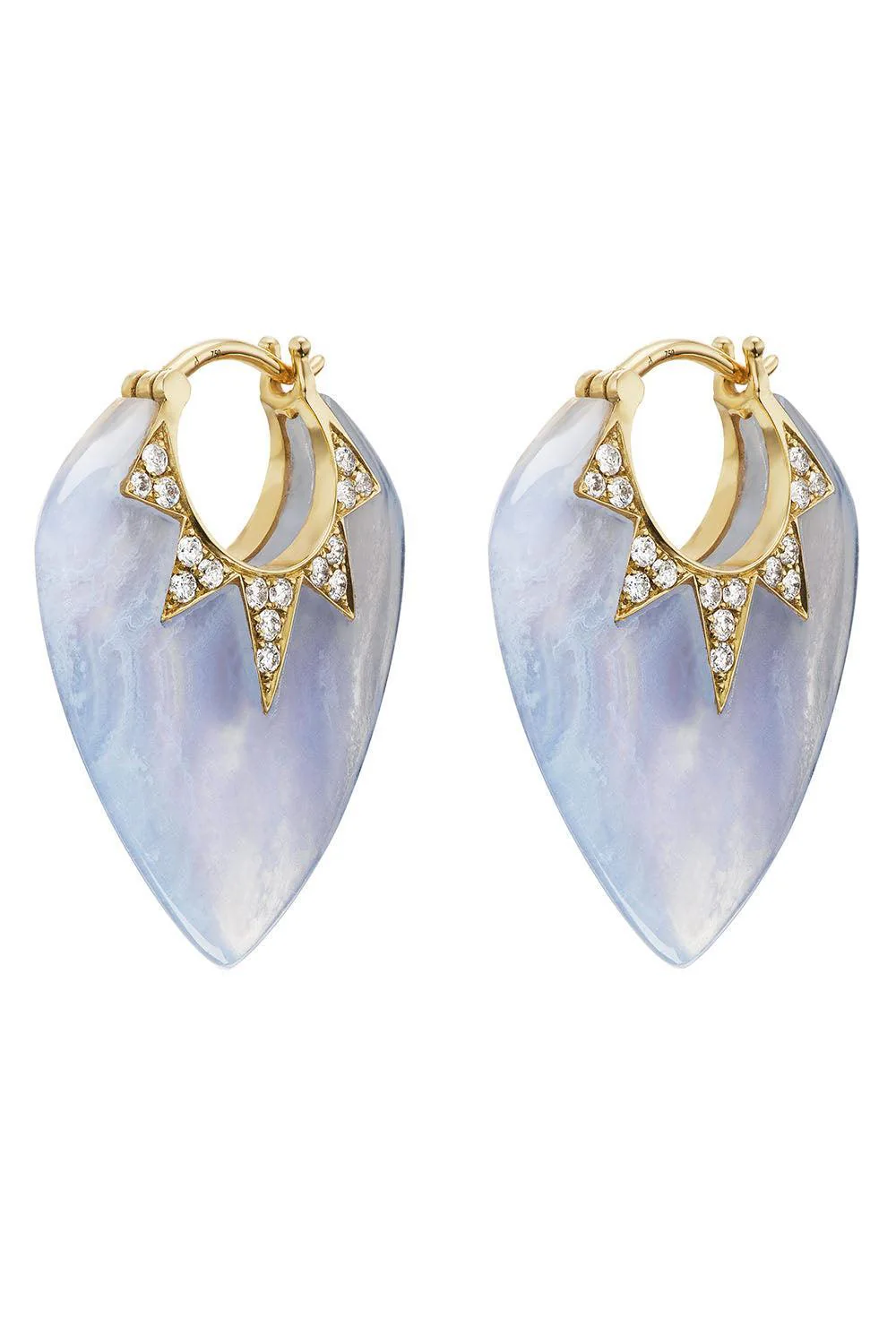 Blue Lace Agate Classic Guitar Pick Earrings