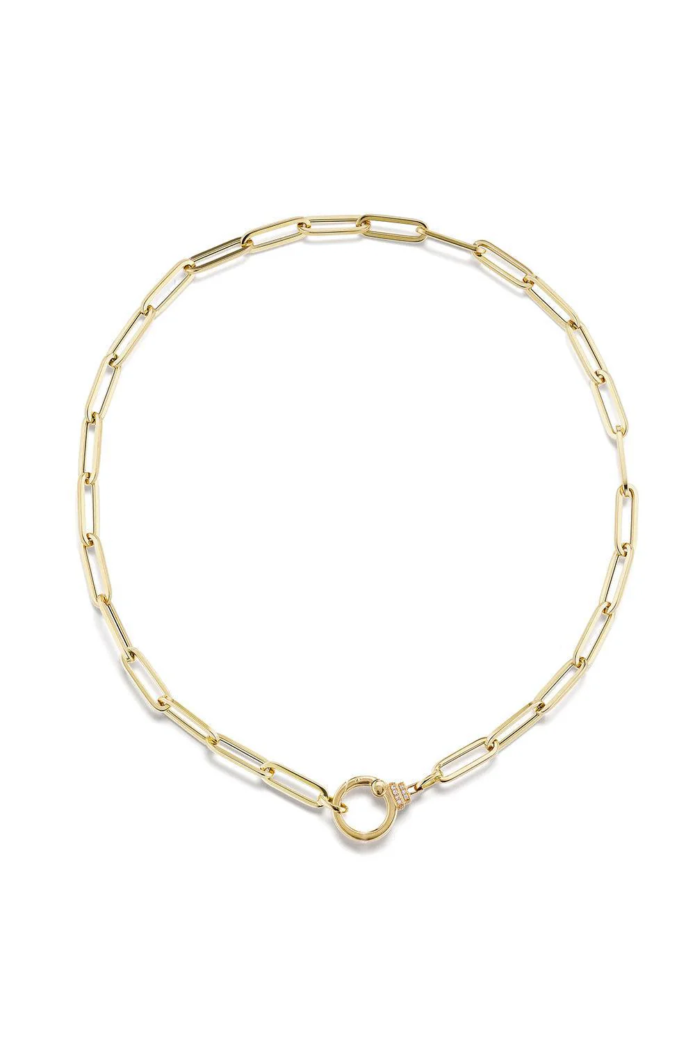 Diamond and Paperclip Chain Necklace