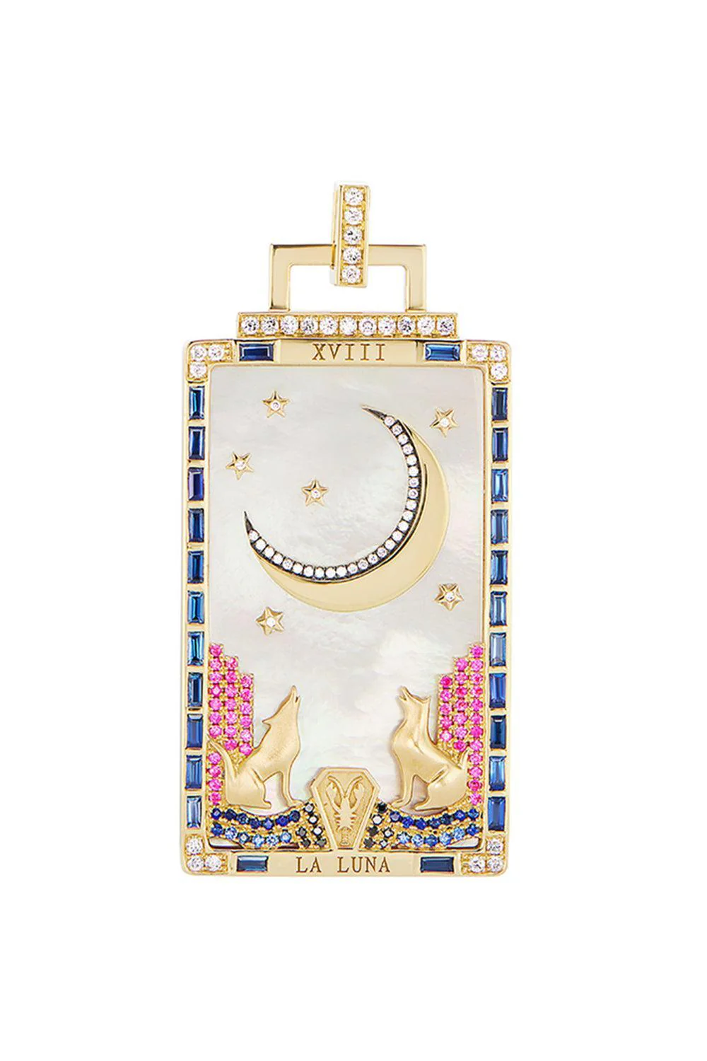 Diamond Pearl Sapphire La Lunda Pendant