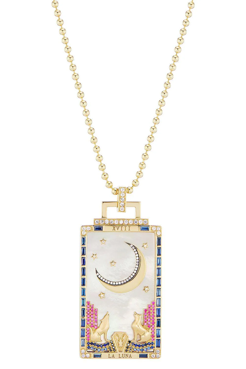 Diamond Pearl Sapphire La Lunda Pendant - Image 3