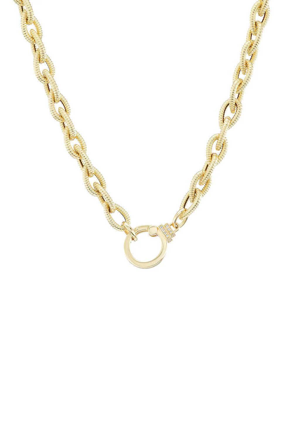Diamond Textured Teardrop Chain Necklace