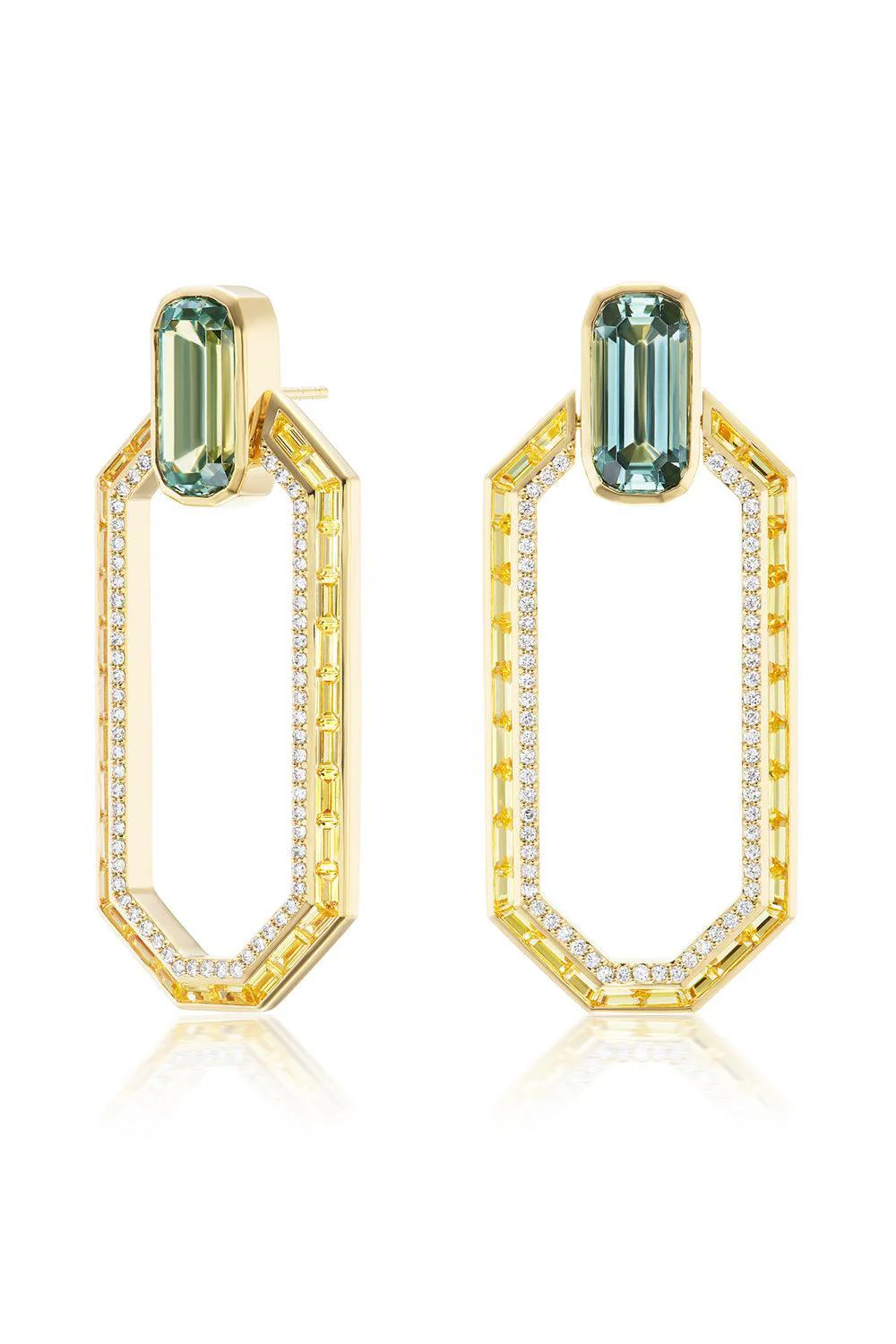 Green Tourmaline Sapphire Earrings