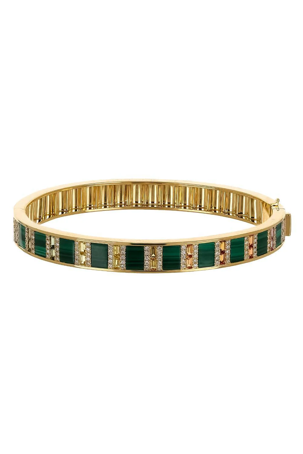 Malachite Sapphire Diamond Bangle Bracelet