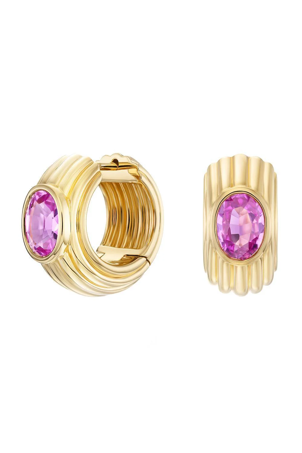 Pink Sapphire Nomad Gemstone Huggies Earrings