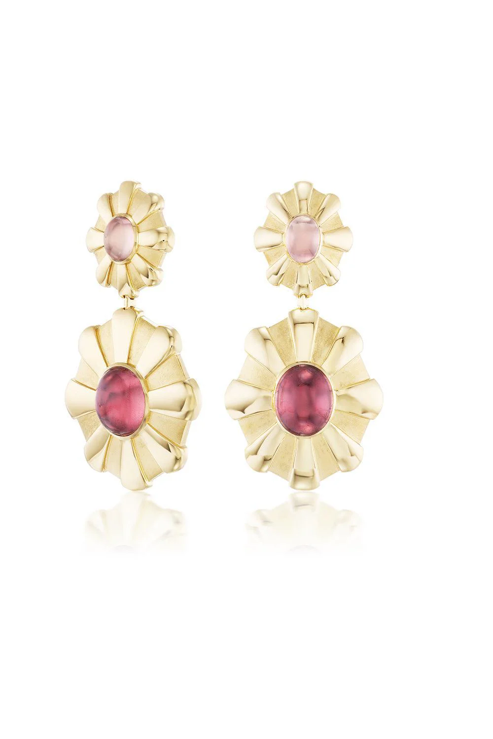 Pink Tourmaline Peace Flower Earrings