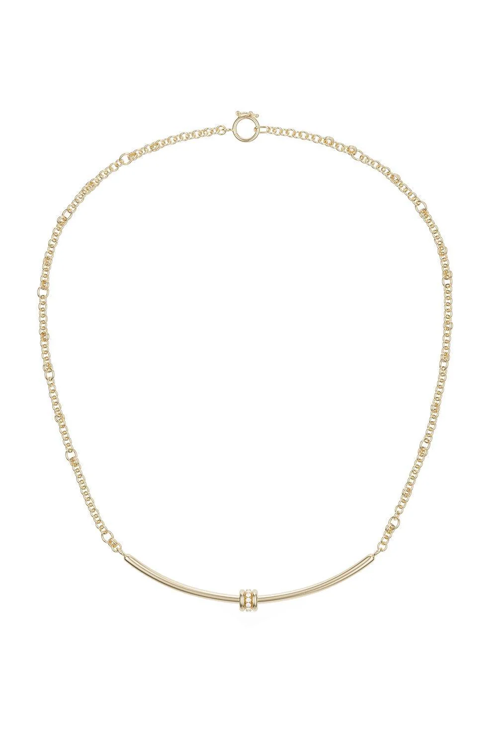 Diamond Gravity Curved Bar Necklace