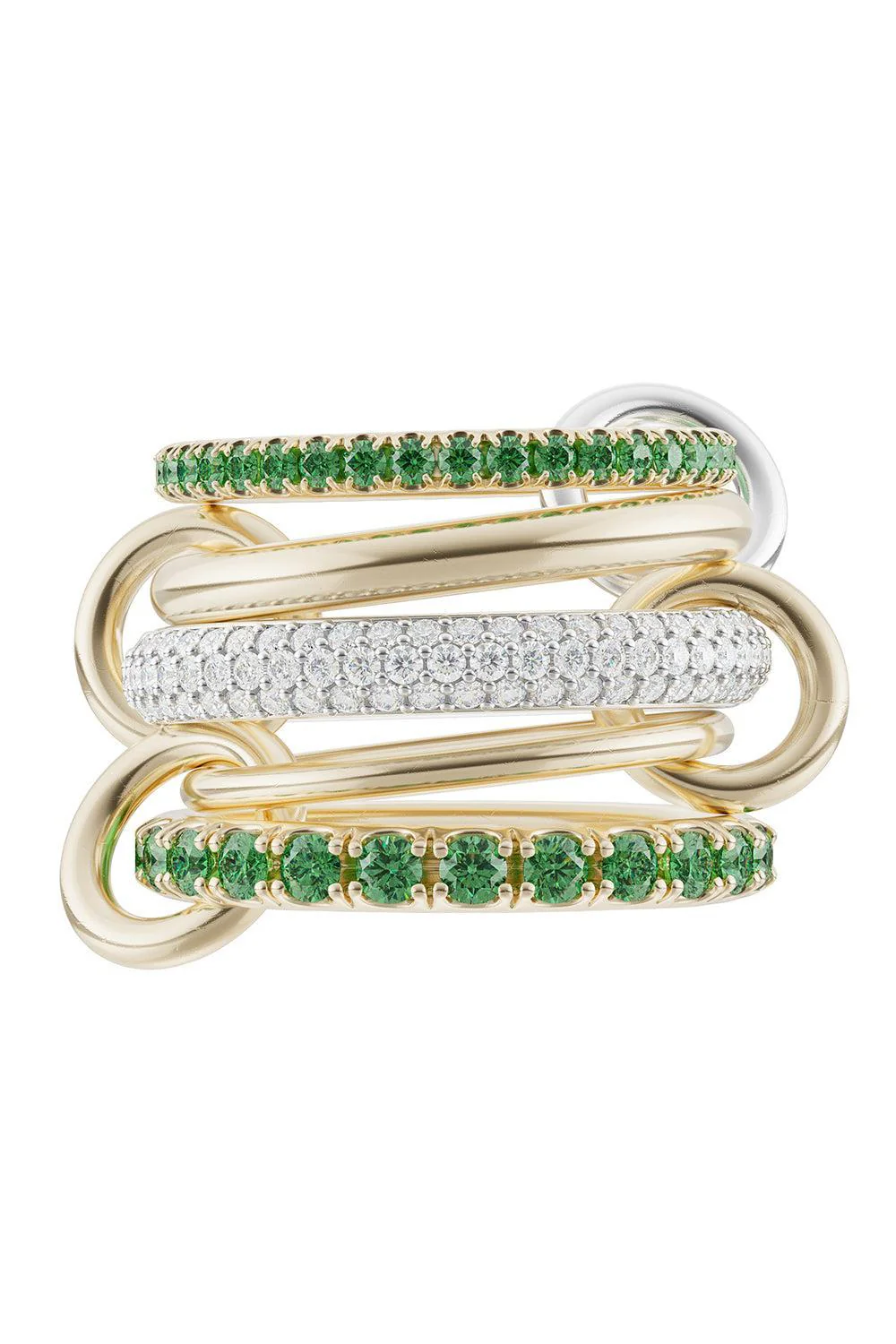 Emerald Diamond 5 Band Chloe Vert Ring