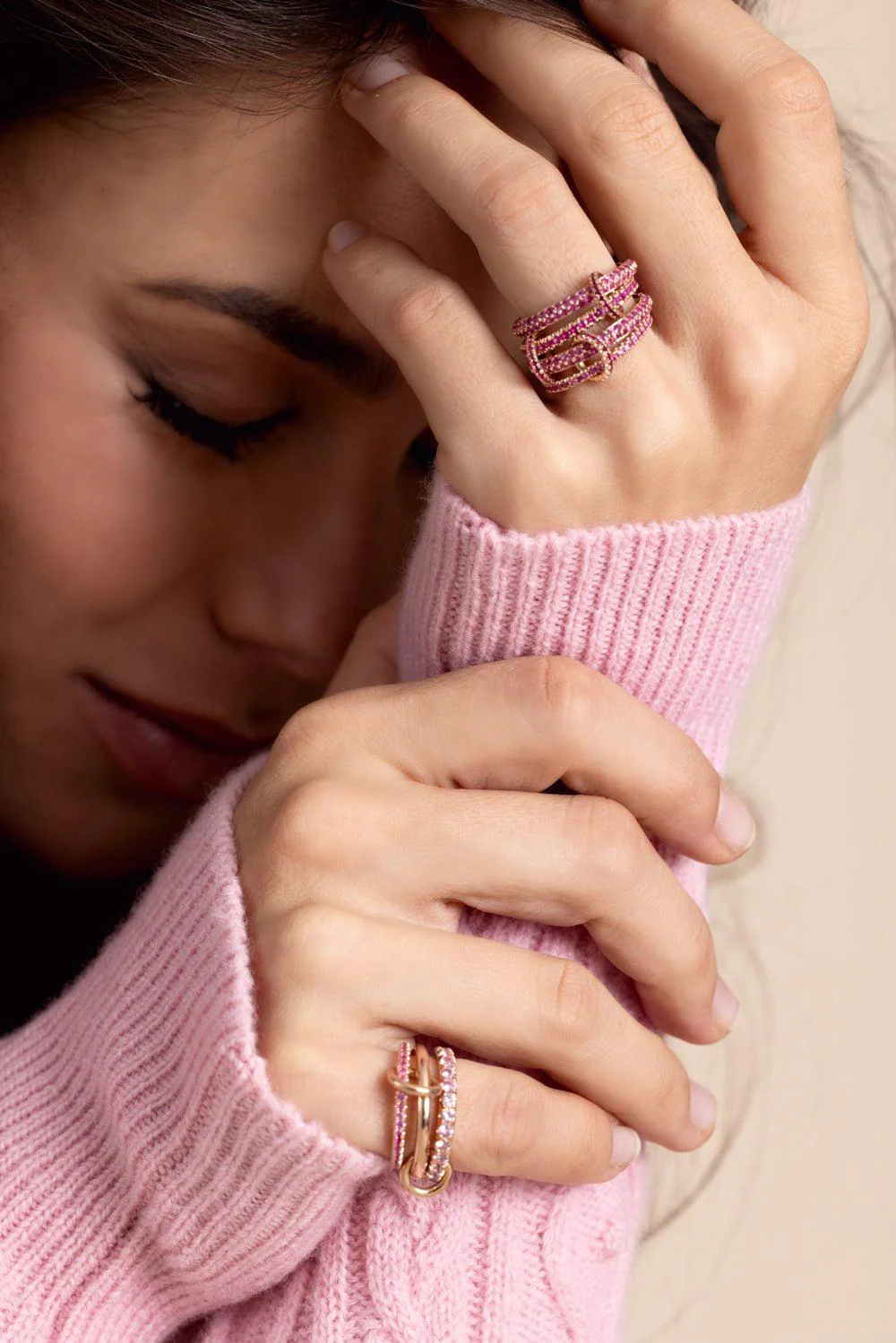 Norah Three Link Ring - Rose Gold - Image 5