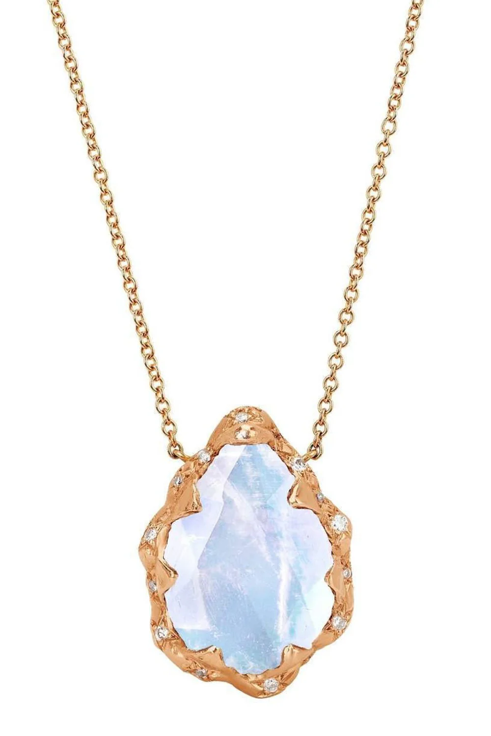 Sprinkled Diamond Moonstone Queen Water Drop Necklace - Image 4