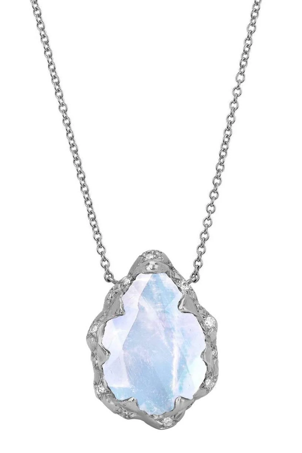 Sprinkled Diamond Moonstone Queen Water Drop Necklace - Image 5