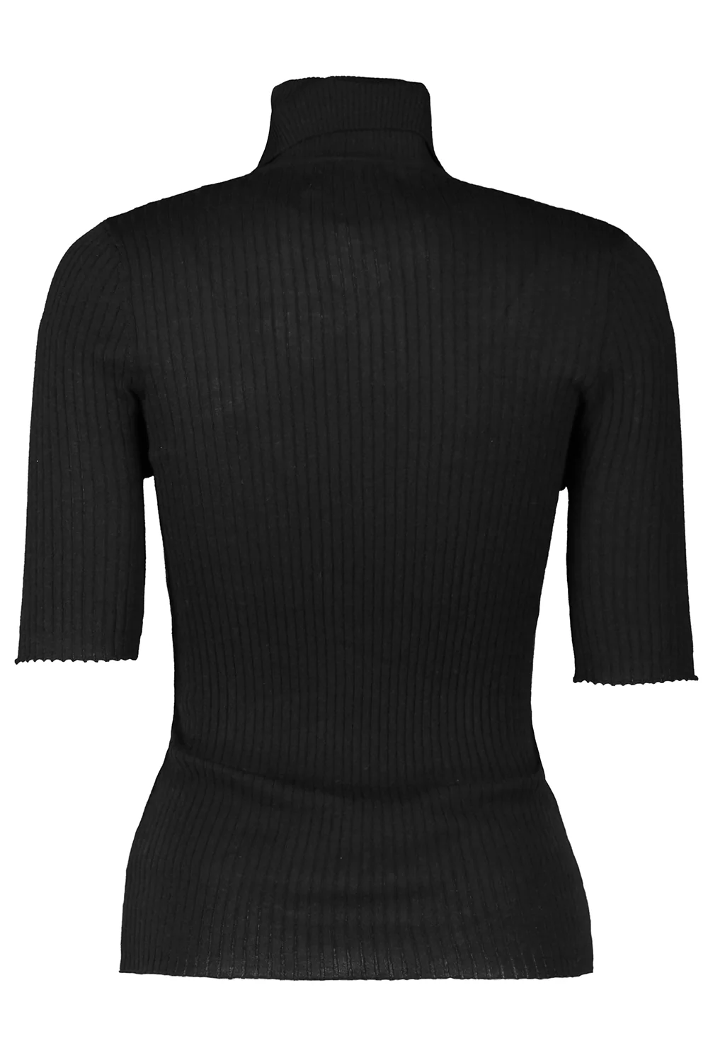 Short Sleeve Turtle Neck Top - Black
