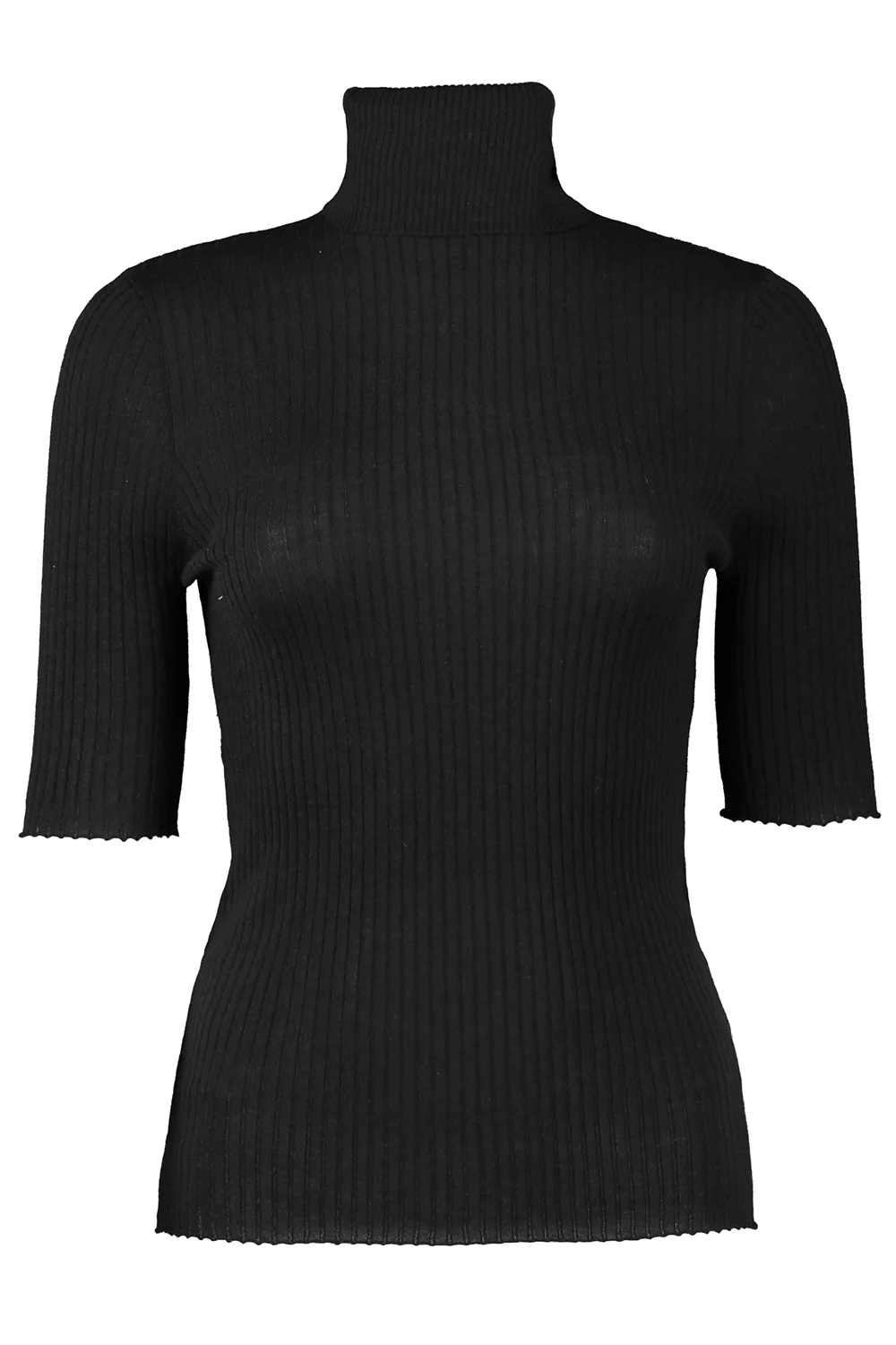 Short Sleeve Turtle Neck Top - Black - Image 6