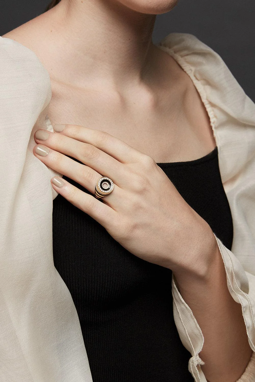 White Akita Bone Signet Ring - Image 2