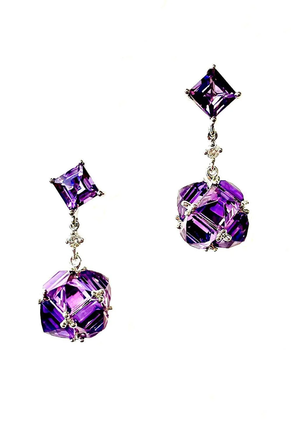 Amethyst Diamond Dangle Earrings