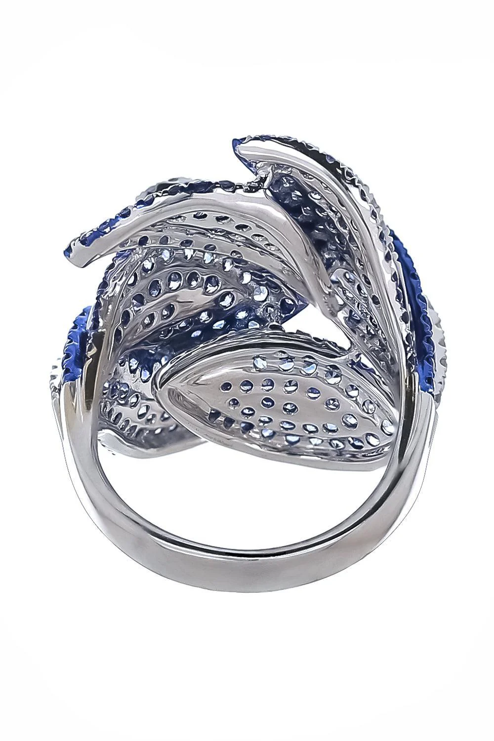 Blue Sapphire Diamond Leaf Ring - Image 6
