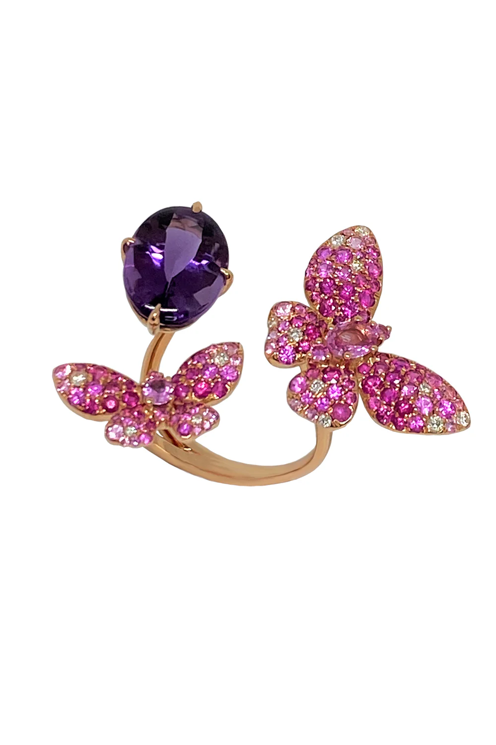 Diamond Amethyst Duo Butterfly Ring