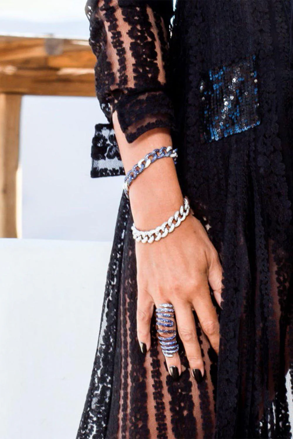 Diamond Blue Sapphire Link Bracelet - Image 5