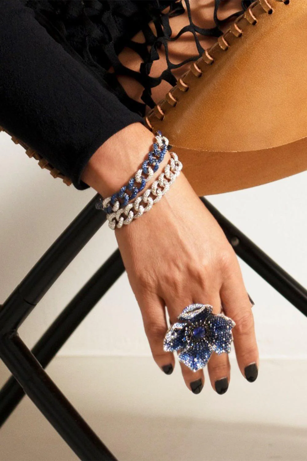 Diamond Blue Sapphire Link Bracelet - Image 7