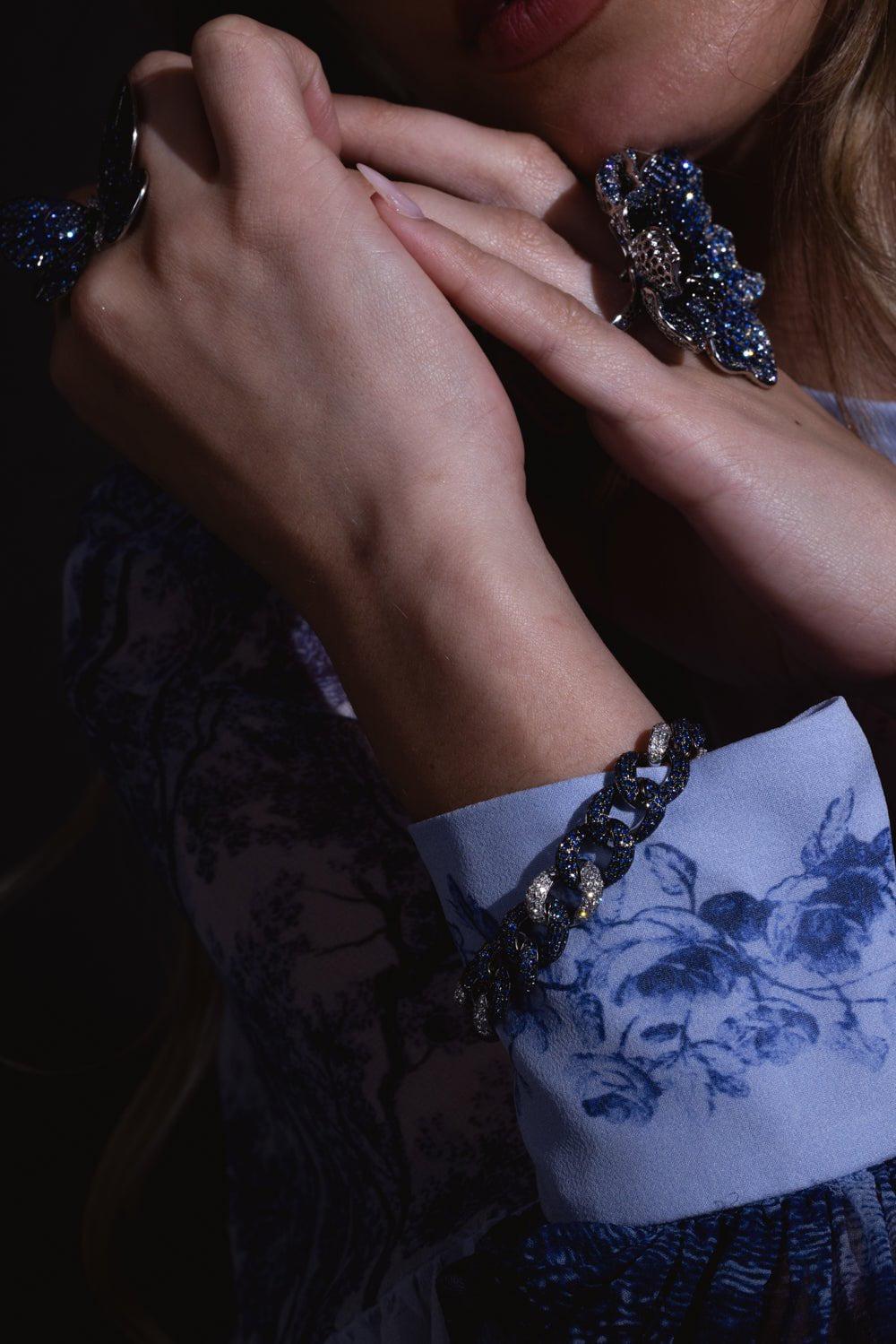 Diamond Blue Sapphire Link Bracelet - Image 9