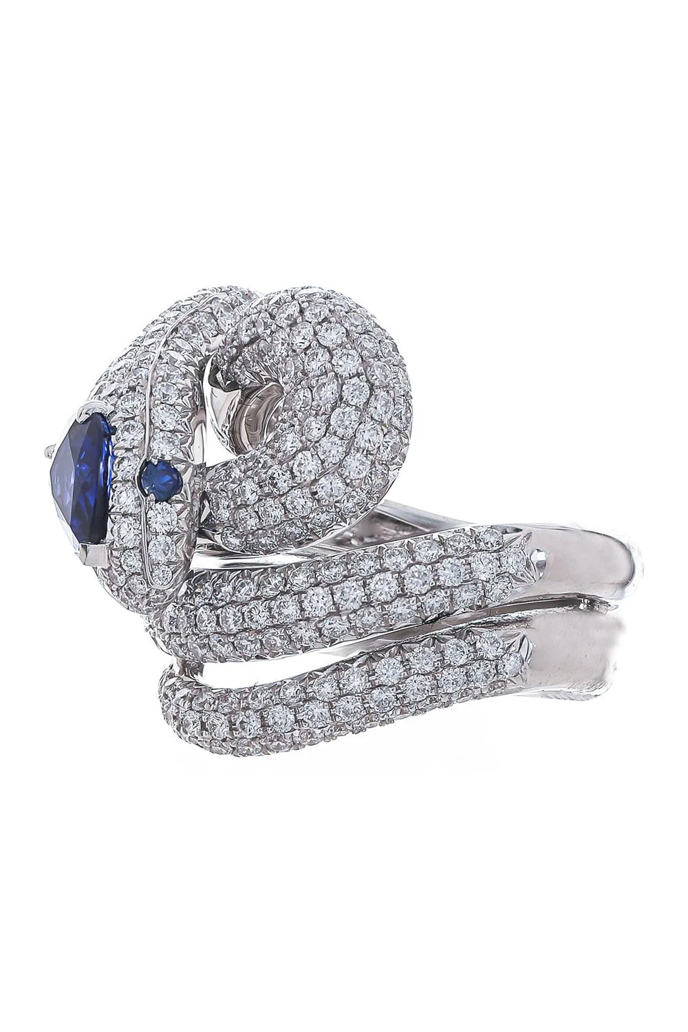Diamond Blue Sapphire Snake Ring - Image 4