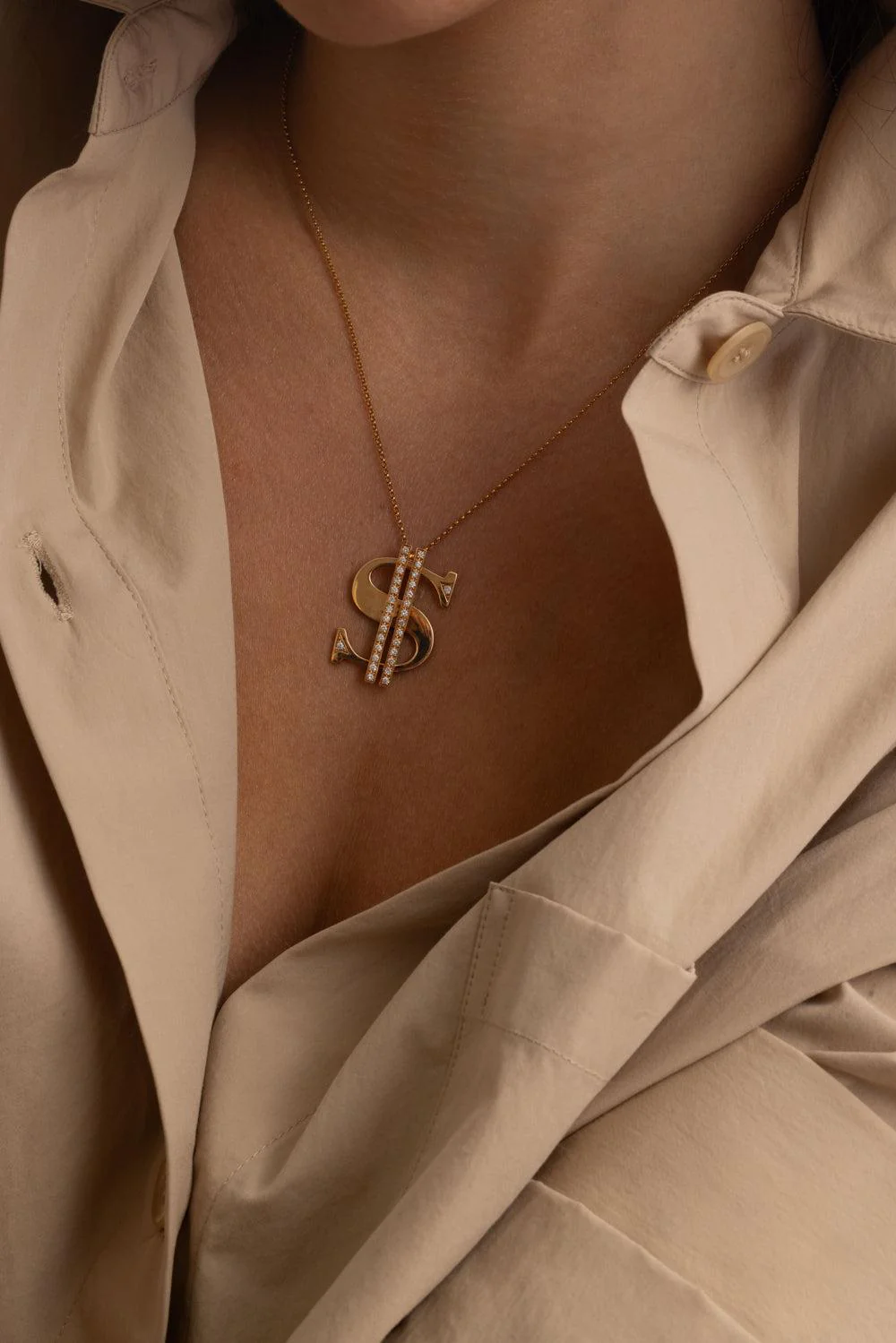 Diamond Dollar Sign Necklace - Image 3