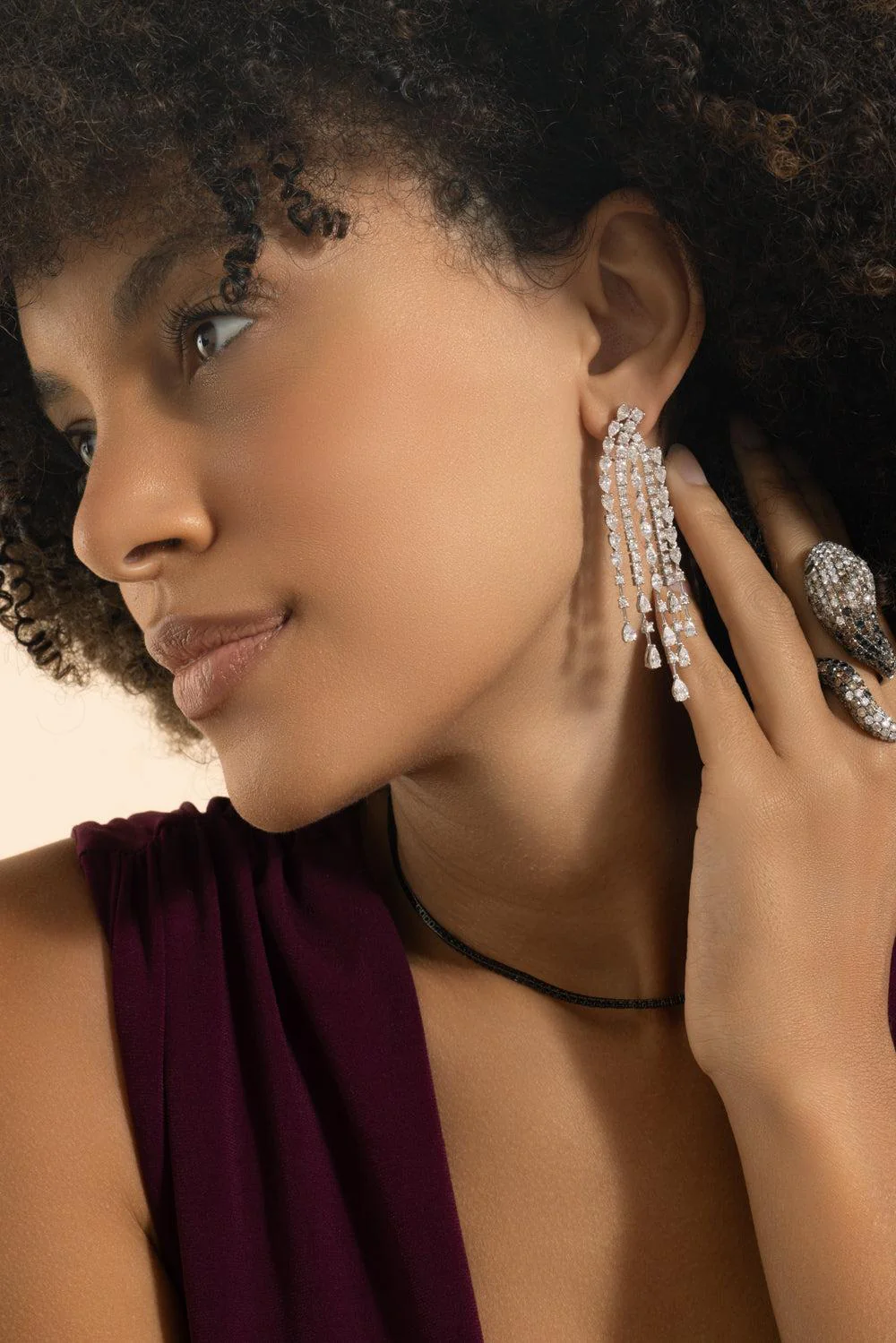 Diamond Drop Chandelier Earrings - Image 3